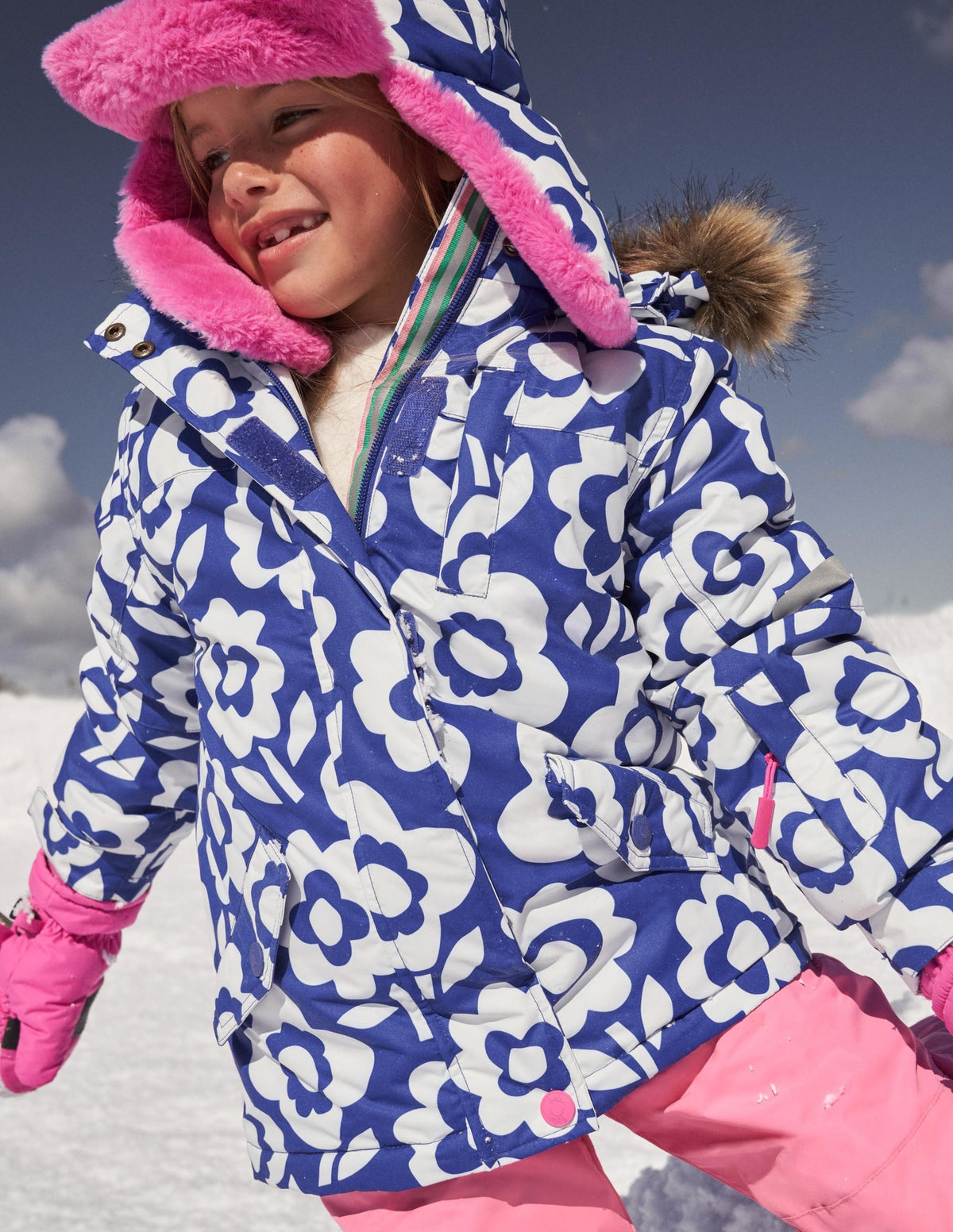 All-weather Waterproof Jacket-Ivory/Bluing Blue Floral - Image 2