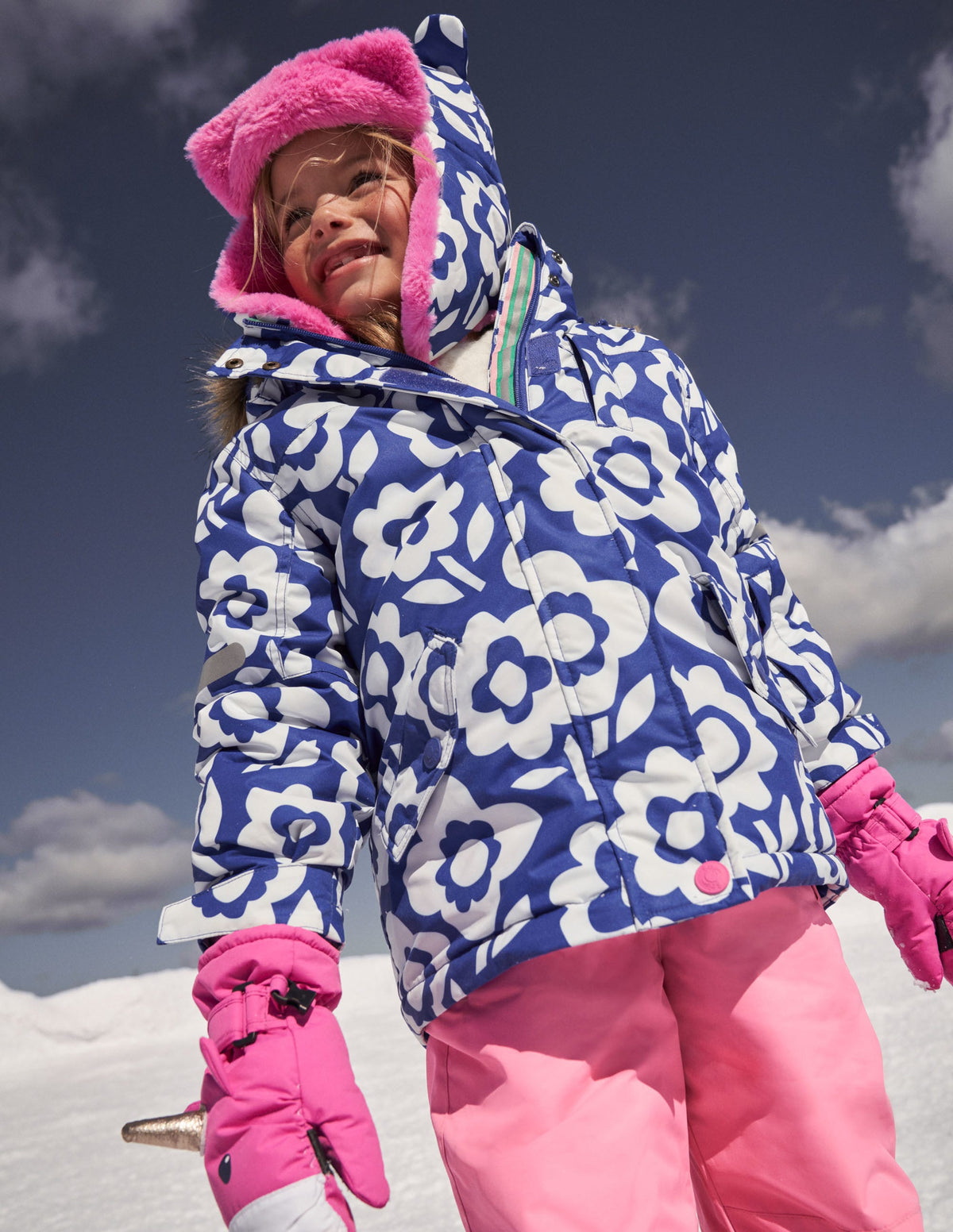 All-weather Waterproof Jacket-Ivory/Bluing Blue Floral - Image 3